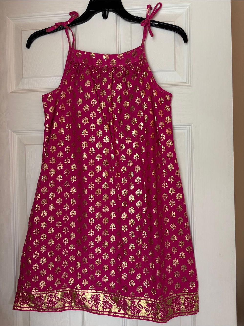 GAP Fuchsia Pink Gold Foil Print Sundress